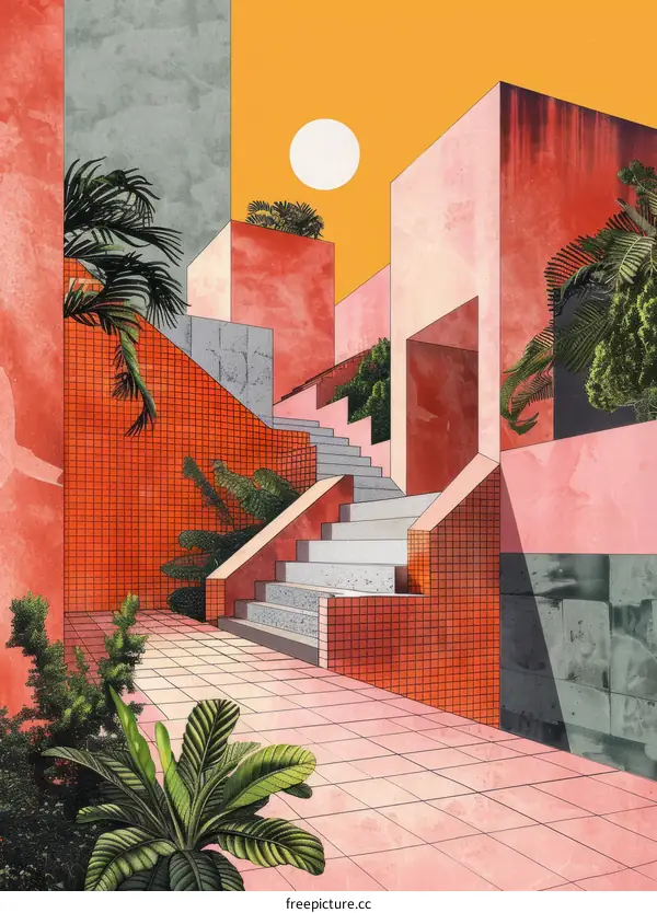 Vibrant Mediterranean City Illustration