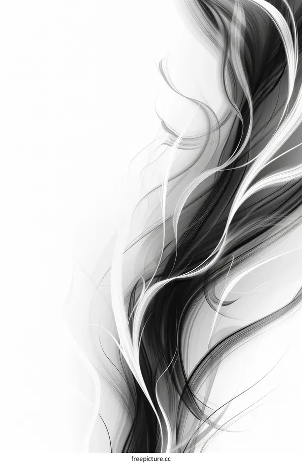 Black and white abstract background with smooth wave-like curves