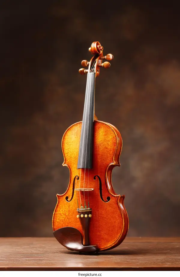 Vintage Violin on Wooden Table