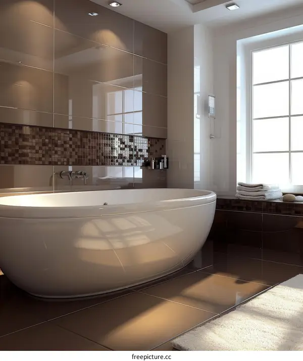 Modern Elegant Bathroom with Oval Bathtub