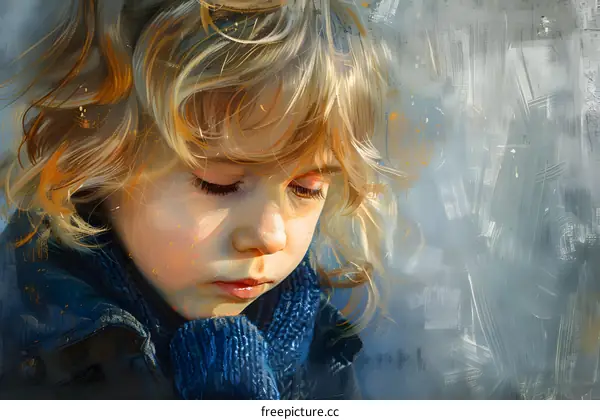 Portrait of a Young Child with Long Blonde Hair