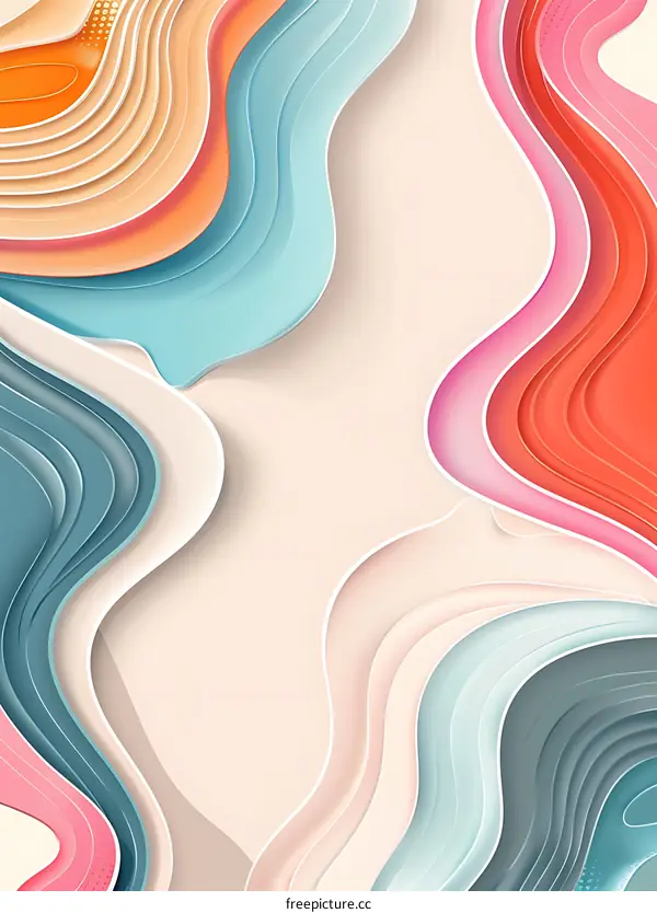Abstract Colorful Paper Cut Wave Background