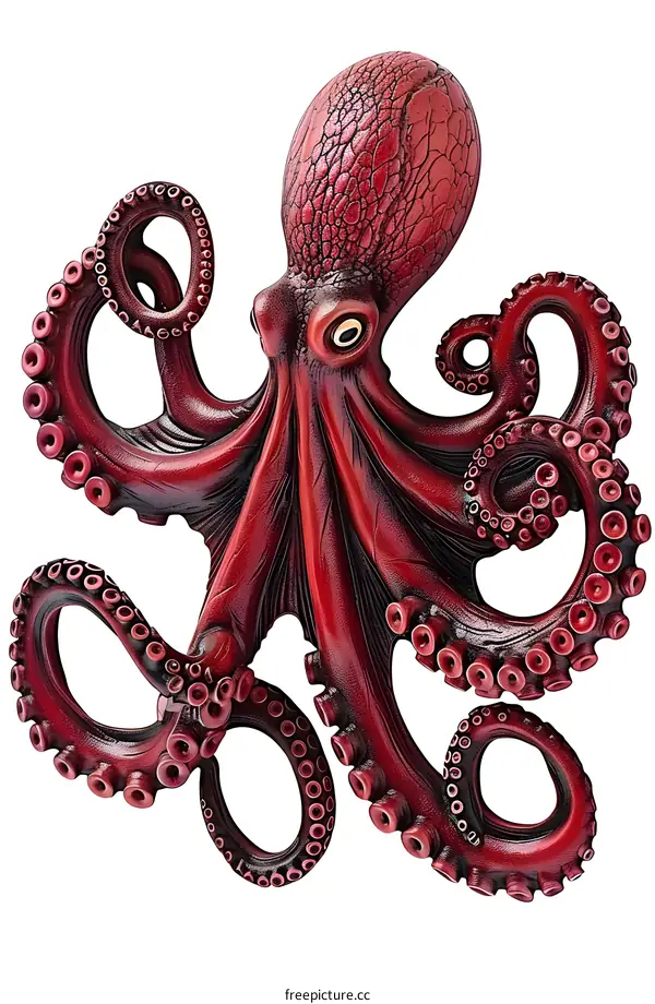 Red Octopus Illustration on White Background