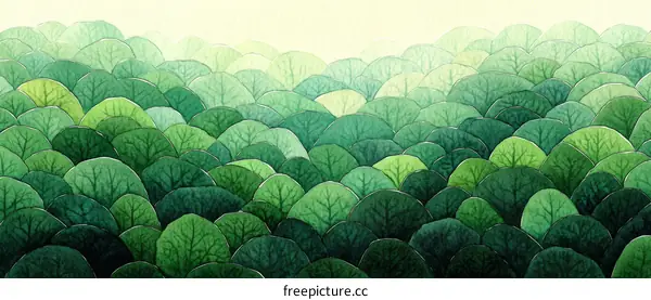 Watercolor Painting of a Lush Green Forest