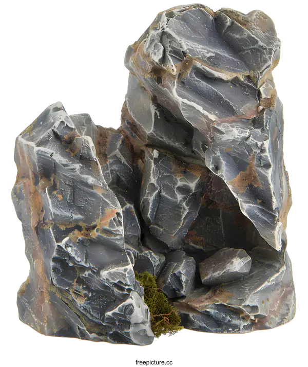 [Transparent Background PNG]Grey Rock Formation with Moss