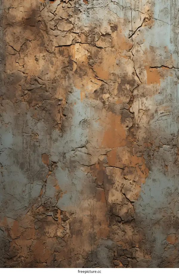 Blue and brown cracked concrete wall texture background