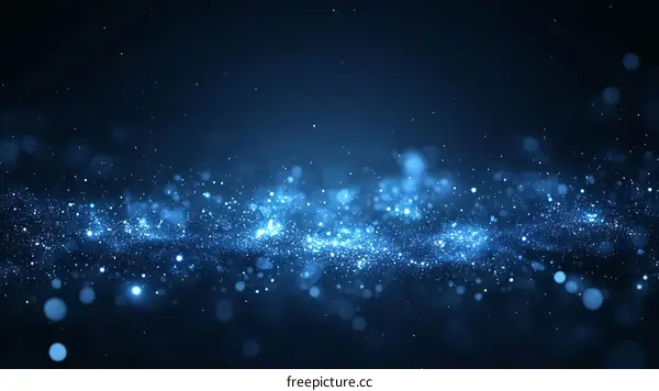 Abstract Blue Sparkling Particles Background