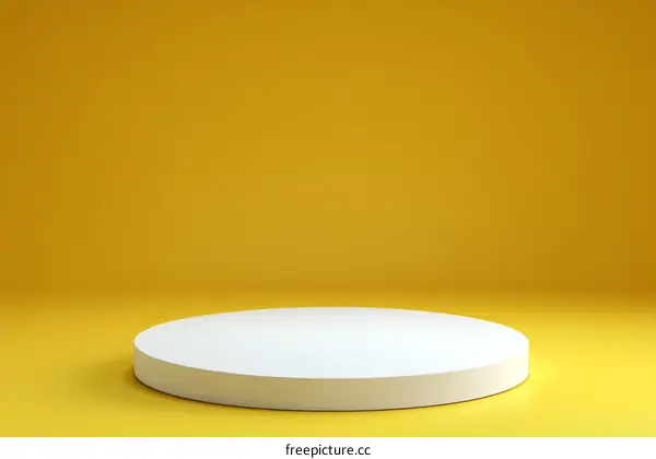 Simple White Circle Display Stage on Yellow Background