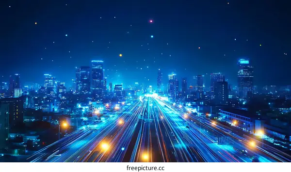 City Lights and Night Traffic at Night