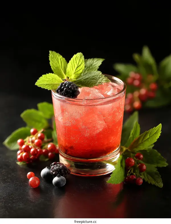 Refreshing Berry Cocktail in Glass