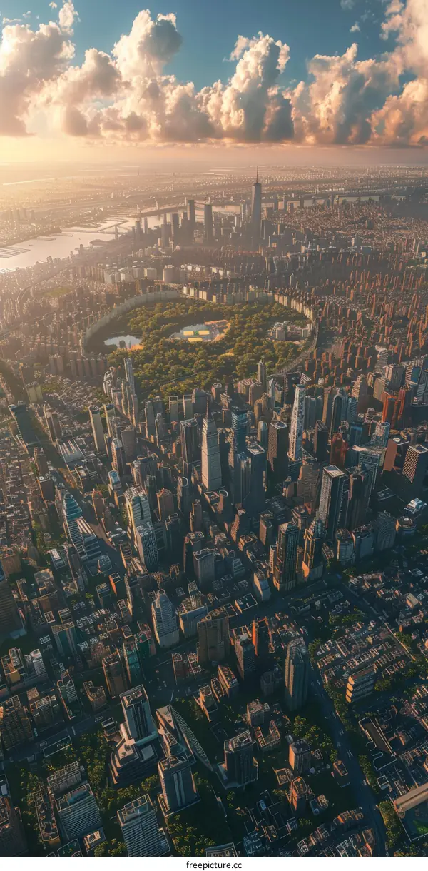 Aerial View of New York City with Central Park