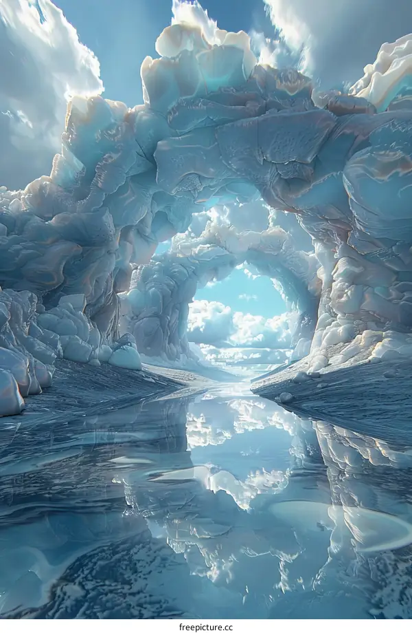 Frozen Ice Cave with River