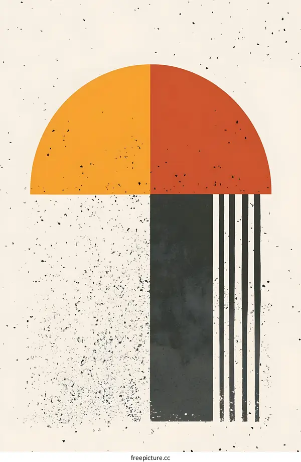 Abstract Geometric Art with Black, White, Orange, and Red Colors