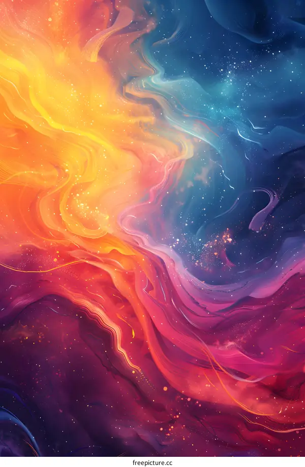 Colorful liquid flowing in space