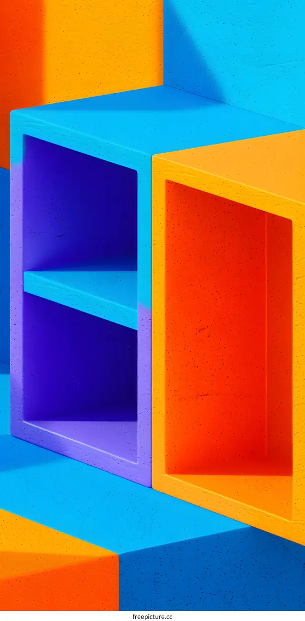 Abstract Geometric Shapes with Blue Orange and Purple Colors