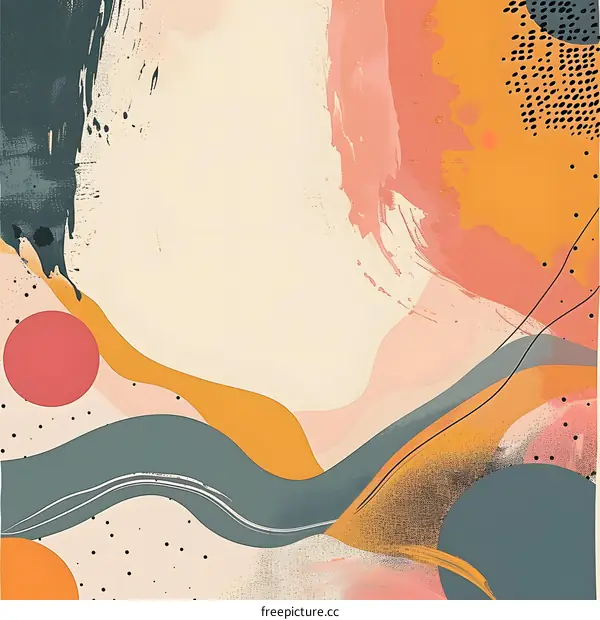 Abstract Watercolor Background with Orange, Pink, and Blue Colors