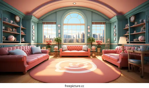 retro revival living room interior design