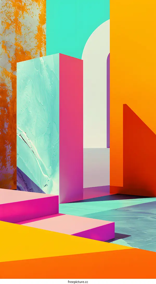 Abstract Geometric Shapes Background With Colorful Blocks