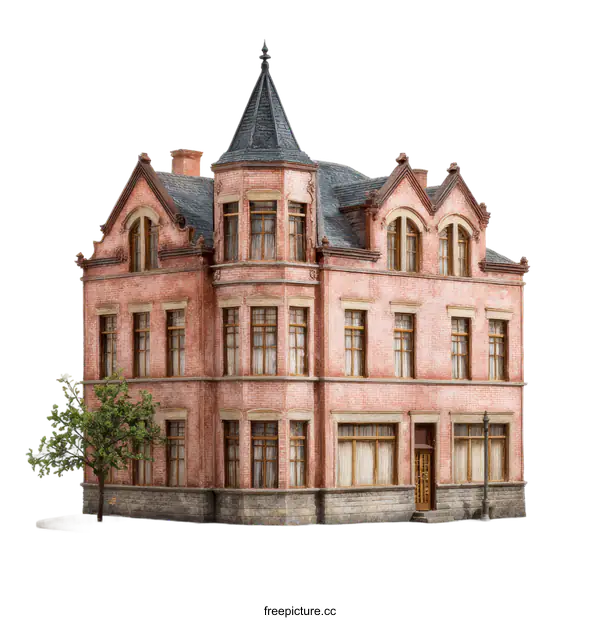 [Transparent Background PNG]Detailed Model of a Victorian Era Building