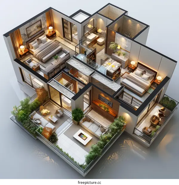 Modern Apartment Interior Design with Balcony