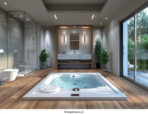 Modern Spa Hot Tub Bathroom Interior Design