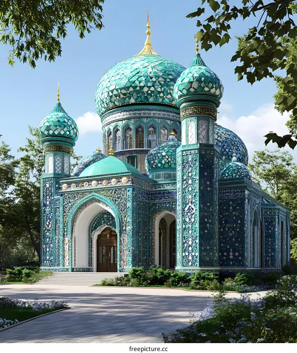 Beautiful Blue and Gold Mosque Architecture