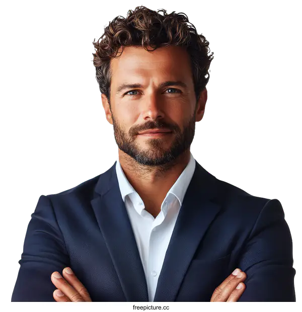 [Transparent Background PNG]Confident Businessman Portrait