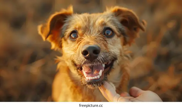 Ginger Dog Looking Up at Human