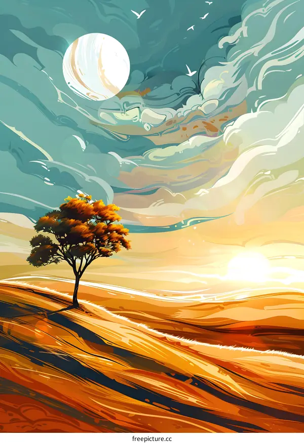 Lonely Tree in a Dreamlike Landscape
