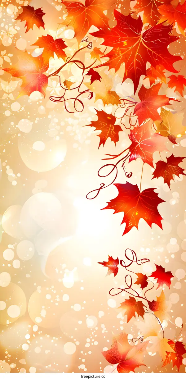 Autumn Leaves Background with Orange and Red Colors