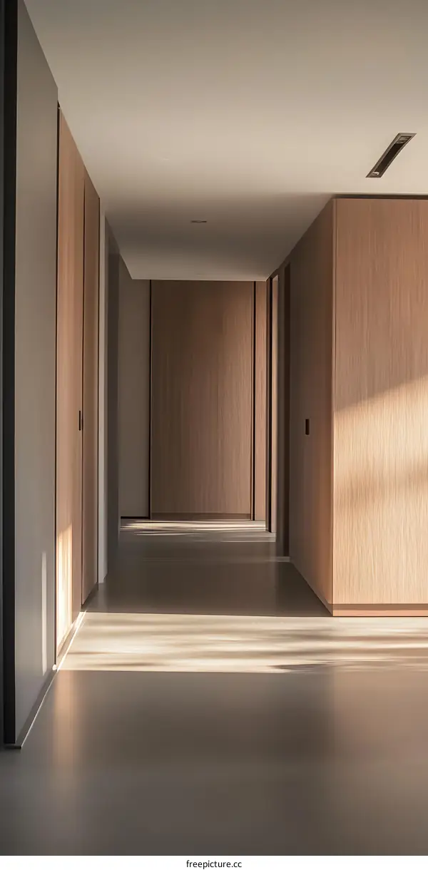 Modern Minimalist Interior Design Hallway With Wooden Doors