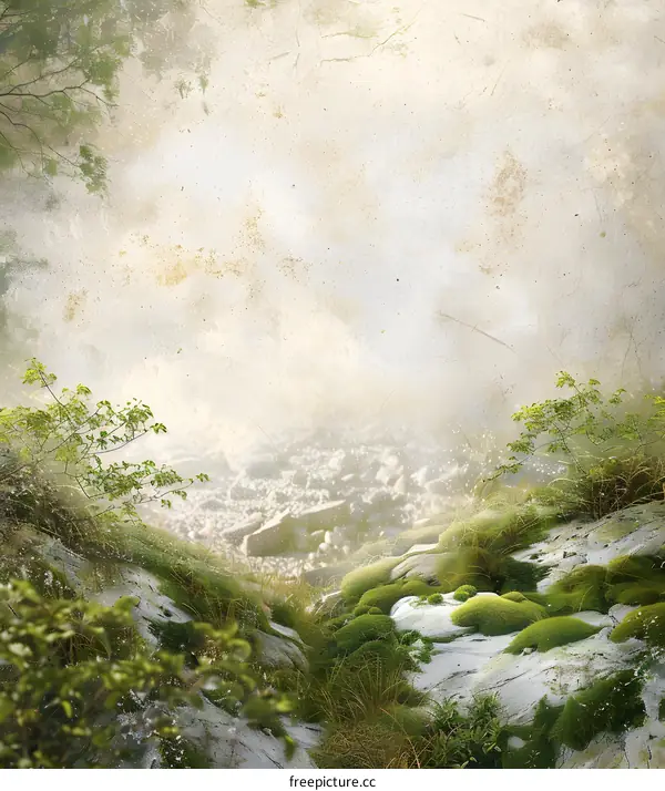 Green Moss and Stone Background Design