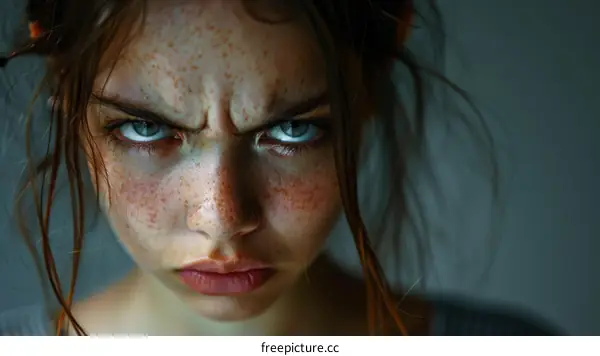 Close-up Portrait of an Angry Woman