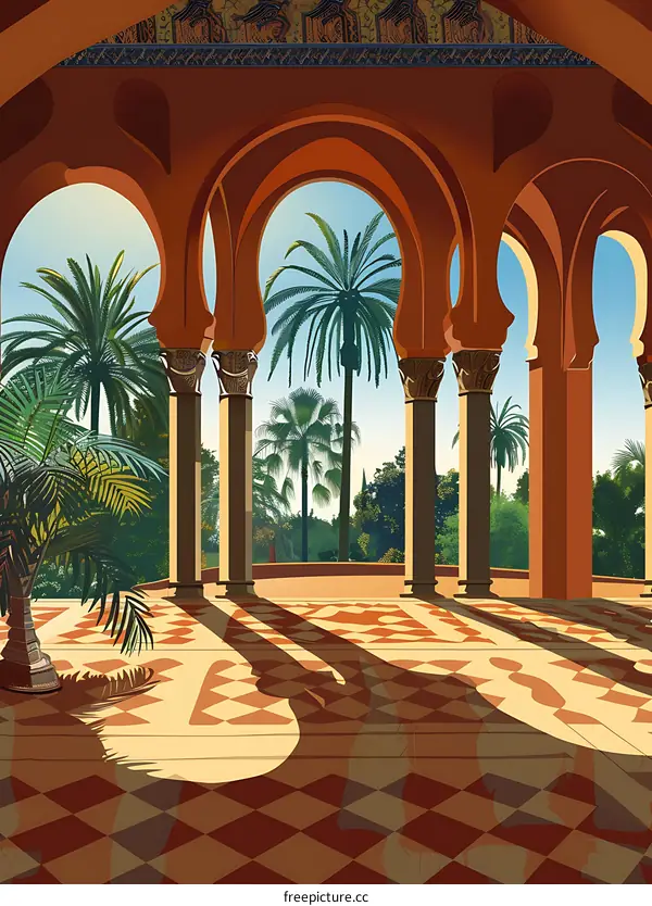 Arches with Palm Trees View