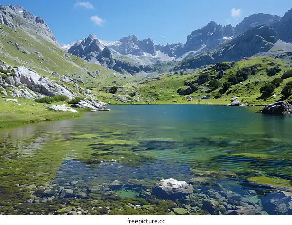 mountain lake in the valley