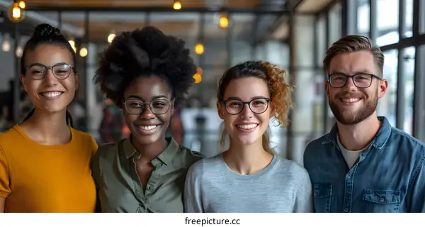 portrait of a group of young professionals smiling at the camera