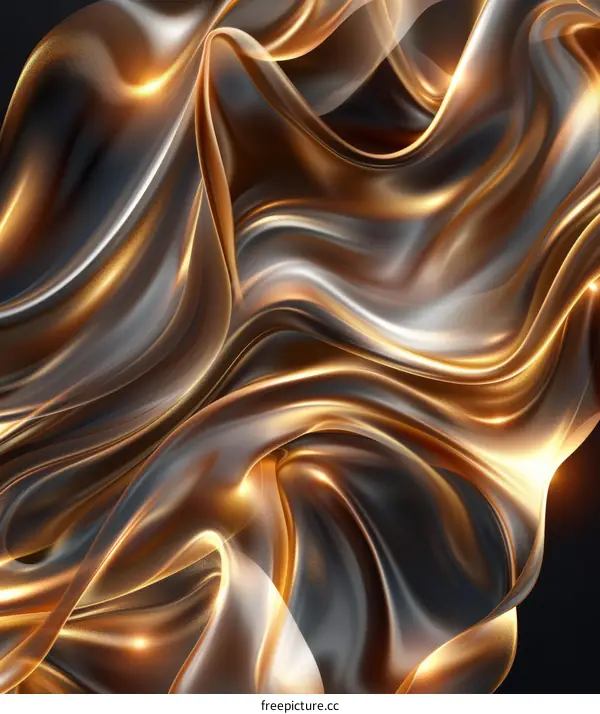 Abstract Gold and Silver Flowing Fabric Design