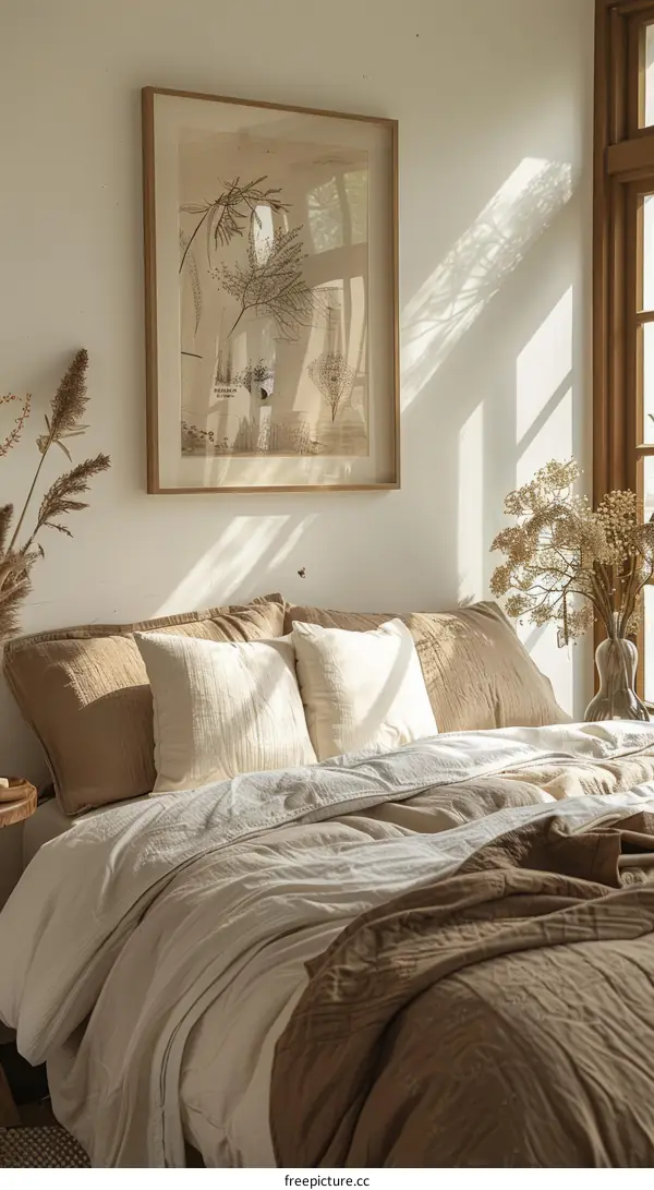 Minimalist Bedroom with Warm Sunlight