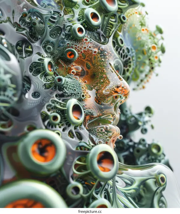 Abstract Face with Organic Mechanical Structures