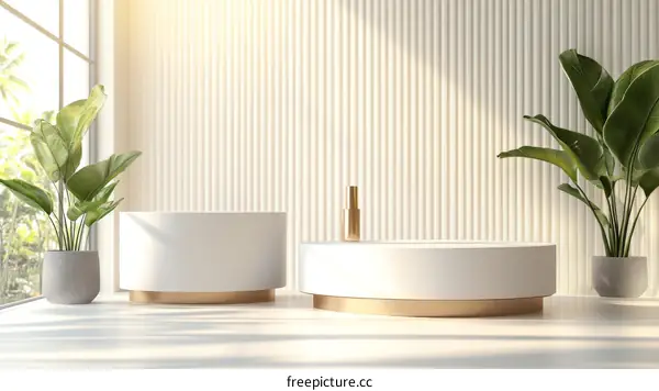 Modern Minimalist Bathroom Display with Plants