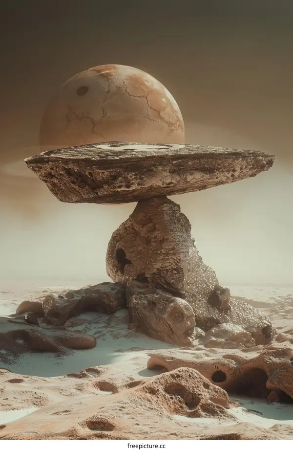 Solitary Rock Formation on a Desert Planet