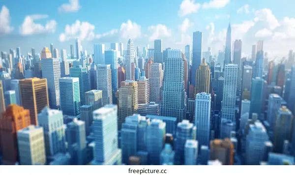 A Vibrant Metropolis with Skyscrapers Piercing the Heavens