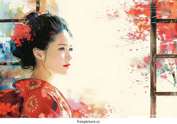 Illustration of a Japanese woman