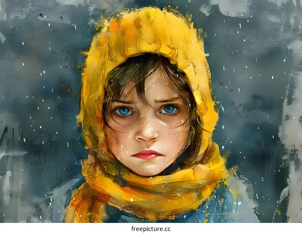 Portrait of a girl in a yellow hat and scarf