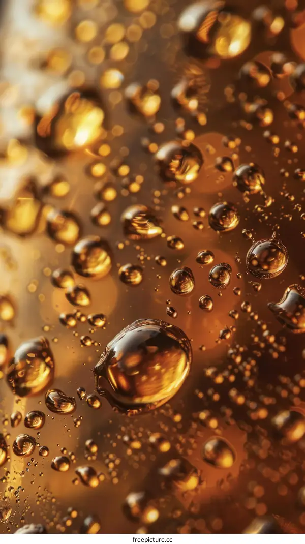 Macro Shot of Water Droplets on Brown