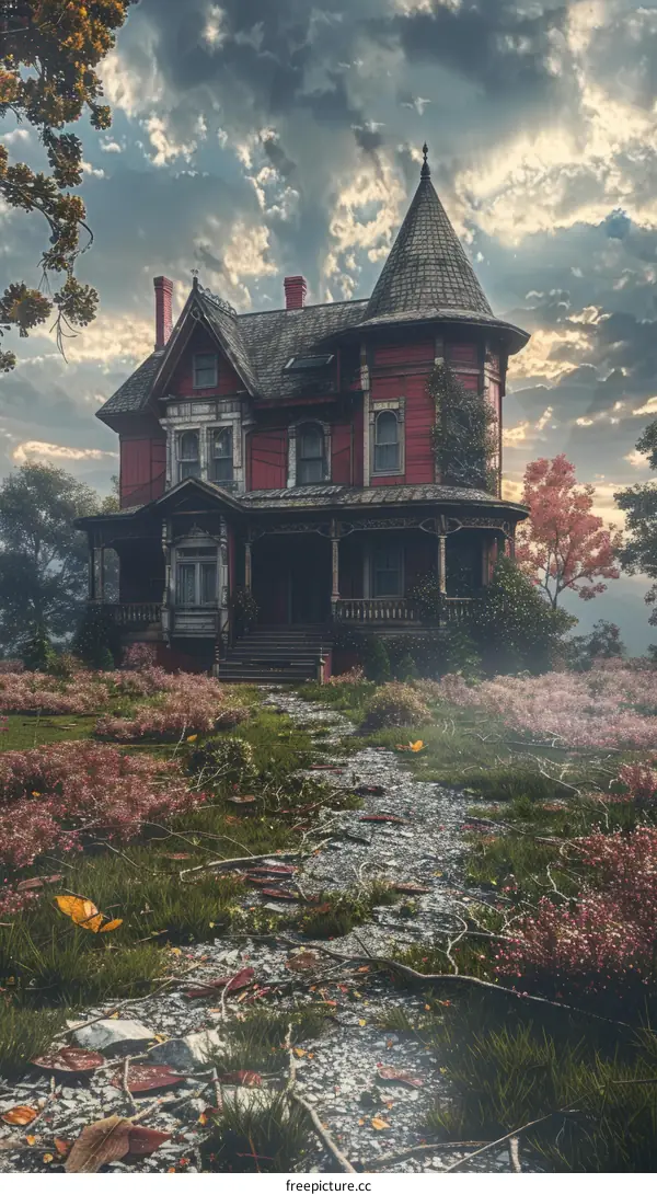 gloomy abandoned haunted house