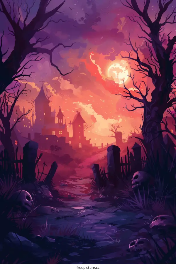 Spooky Graveyard at Night