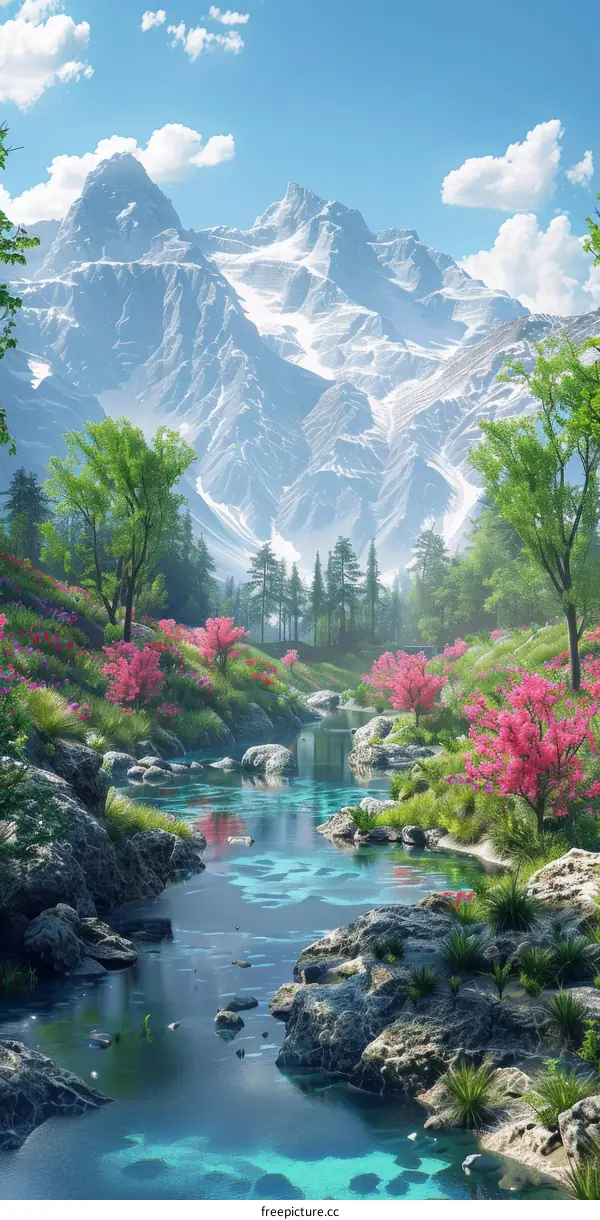 Majestic Mountain River Valley Landscape Nature