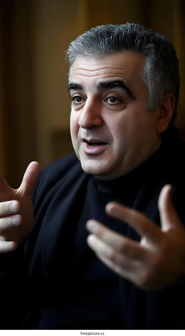 Portrait of a Man Speaking with Passionate Gestures