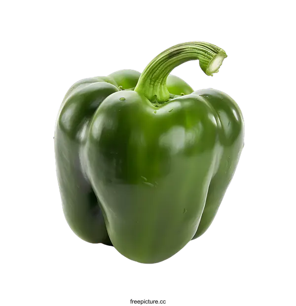 [Transparent Background PNG]Fresh Green Bell Pepper Isolated on White Background
